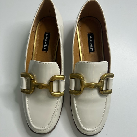 Nine West Shoes - Nine West Women's White Loafers with Gold Accent